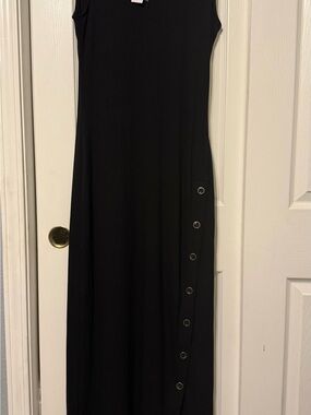 White House Black Market Black Maxi Dress with Side Snap Detail